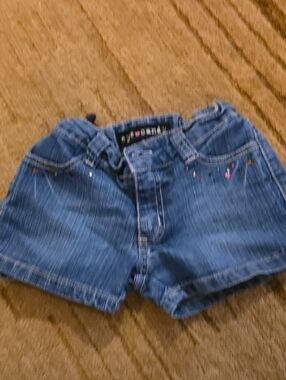 eye candy Girls Denim Shorts with Pink Heart Detail - Blue Size 7